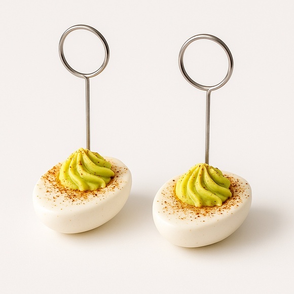 Deviled Egg Place Card Holders – Set of 2 | Handmade Polymer Clay Table Decor - Picture 2 of 16